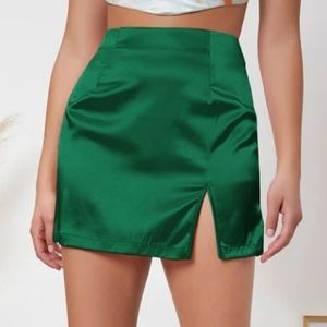 Satin split skirt